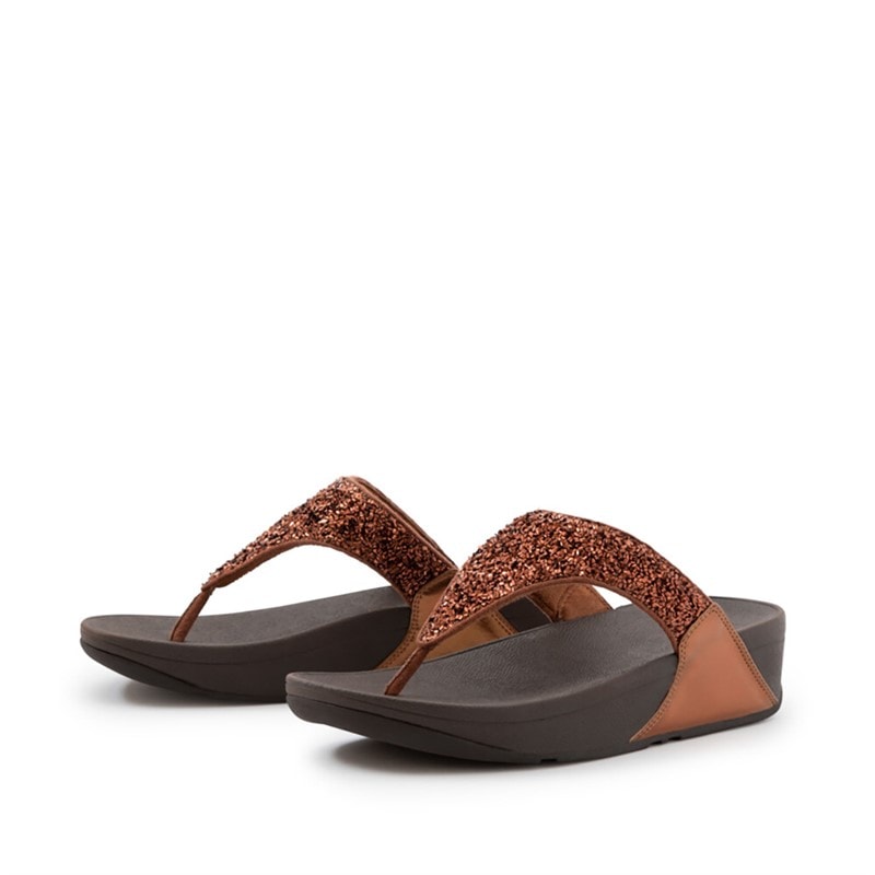 FitFlop Womens Lulu Shimmerfoil Toe Post Sandals Bronze - Image 2