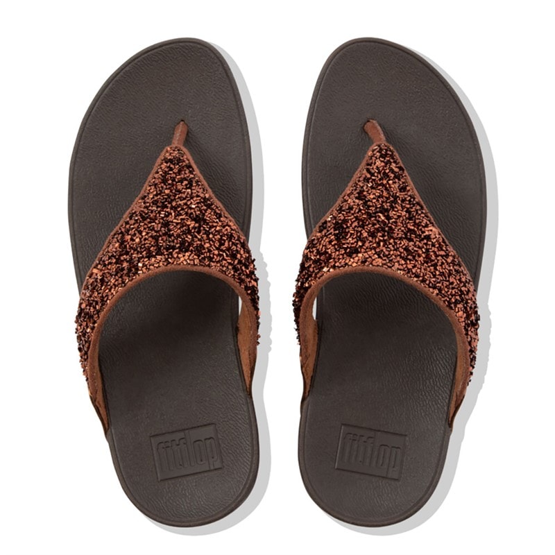 FitFlop Womens Lulu Shimmerfoil Toe Post Sandals Bronze - Image 3
