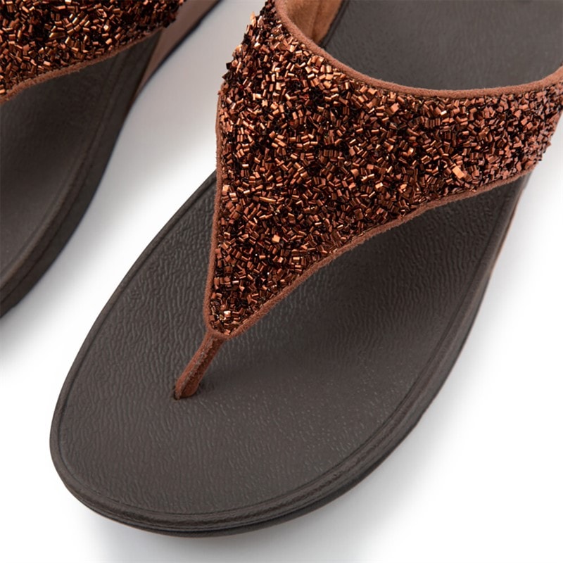 FitFlop Womens Lulu Shimmerfoil Toe Post Sandals Bronze - Image 4