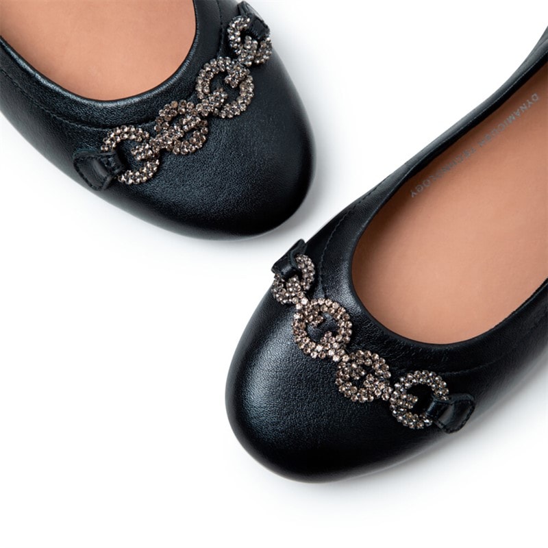 FitFlop Womens Allegro Sparkle Ballerina Shoes All Black - Image 4