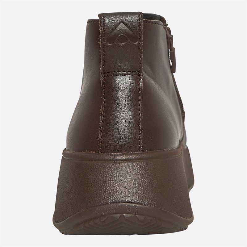 FitFlop Womens F-Mode Leather Flatform Zip Ankle Boots Chocolate Brown - Image 3