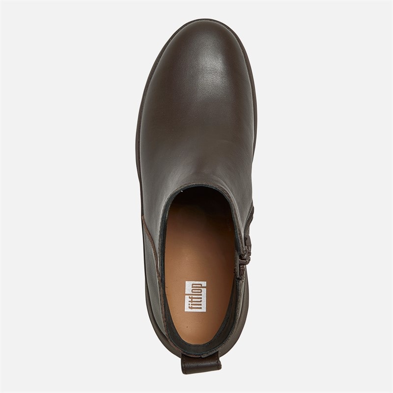 FitFlop Womens F-Mode Leather Flatform Zip Ankle Boots Chocolate Brown - Image 4