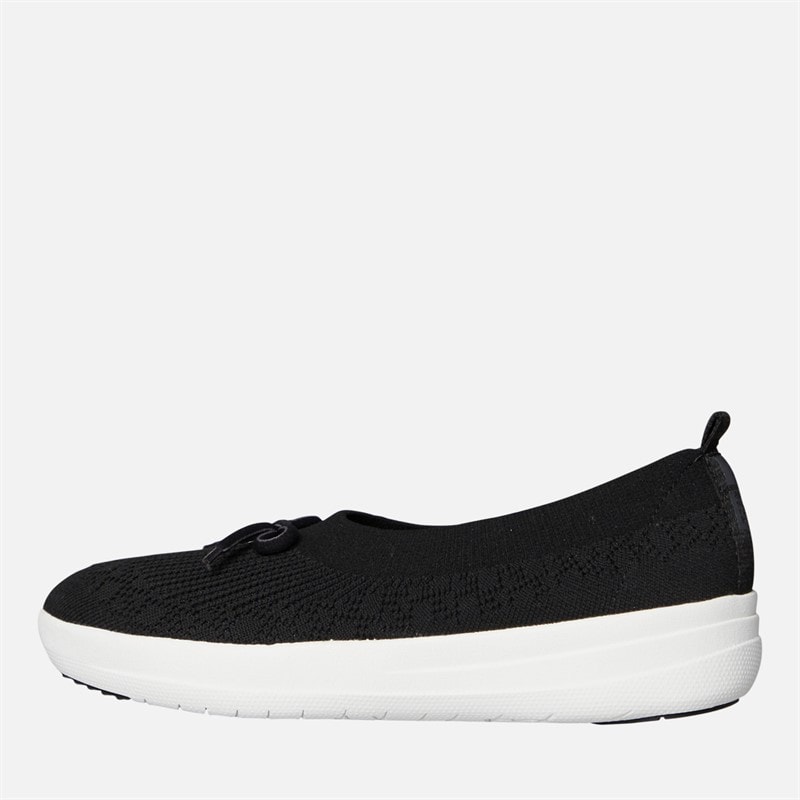 FitFlop Womens Uberknit Slip-On Ballerina Shoes With Bow Black - Image 1