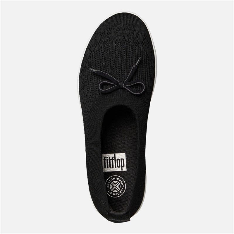FitFlop Womens Uberknit Slip-On Ballerina Shoes With Bow Black - Image 4