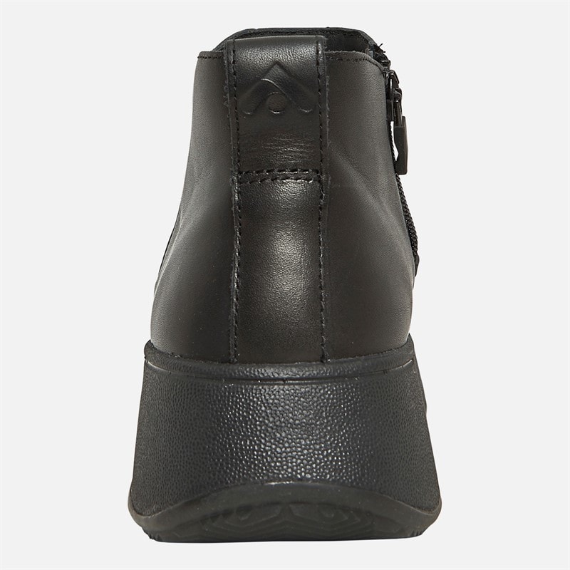 FitFlop Womens F-Mode Leather Flatform Zip Ankle Boots All Black - Image 3