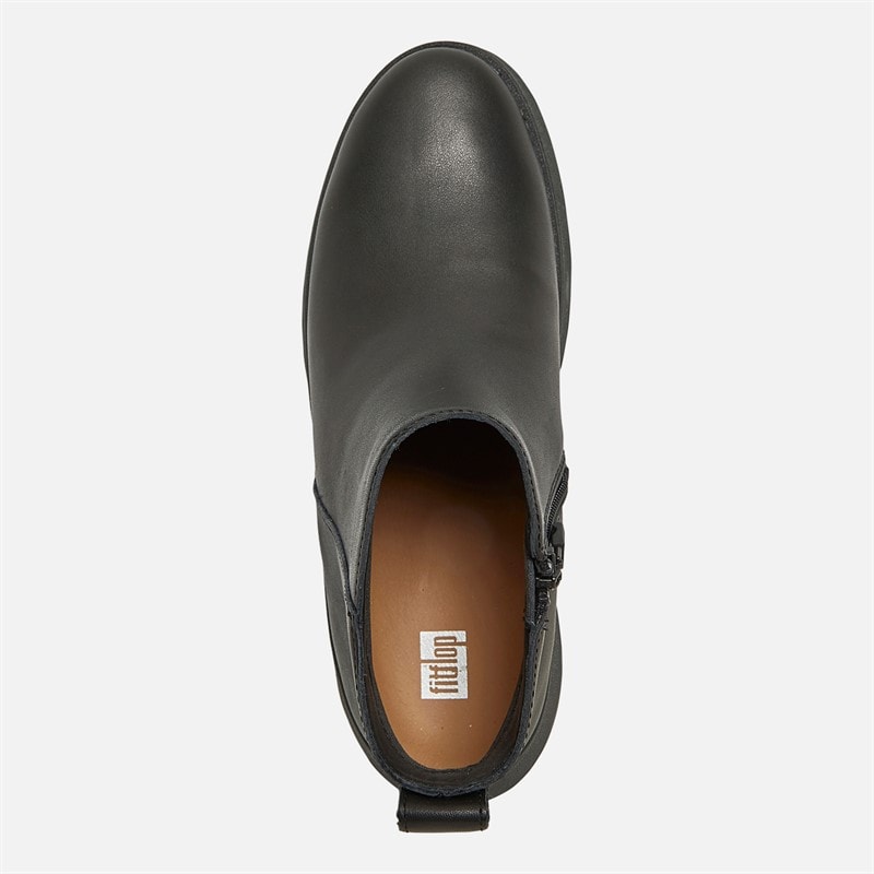 FitFlop Womens F-Mode Leather Flatform Zip Ankle Boots All Black - Image 4