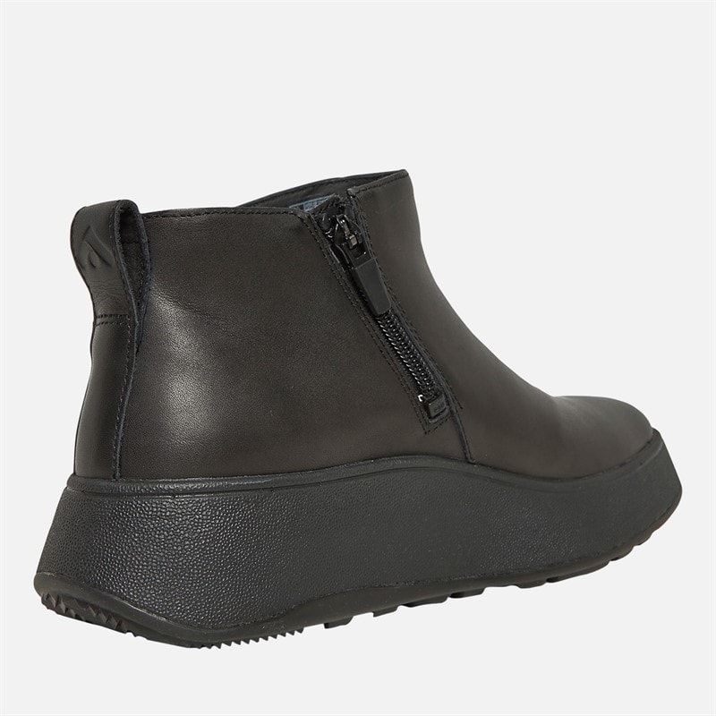 FitFlop Womens F-Mode Leather Flatform Zip Ankle Boots All Black - Image 5