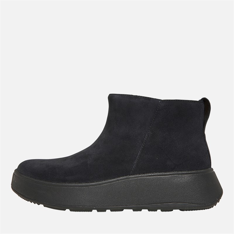FitFlop Womens F-Mode Suede Flatform Zip Ankle Boots All Black - Image 1