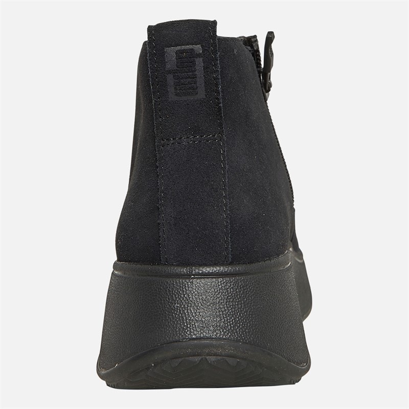 FitFlop Womens F-Mode Suede Flatform Zip Ankle Boots All Black - Image 3