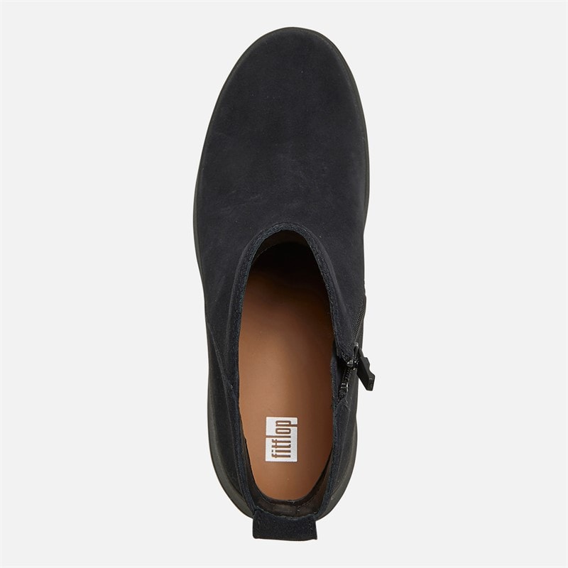 FitFlop Womens F-Mode Suede Flatform Zip Ankle Boots All Black - Image 4