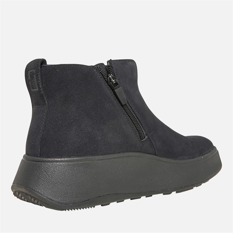 FitFlop Womens F-Mode Suede Flatform Zip Ankle Boots All Black - Image 5