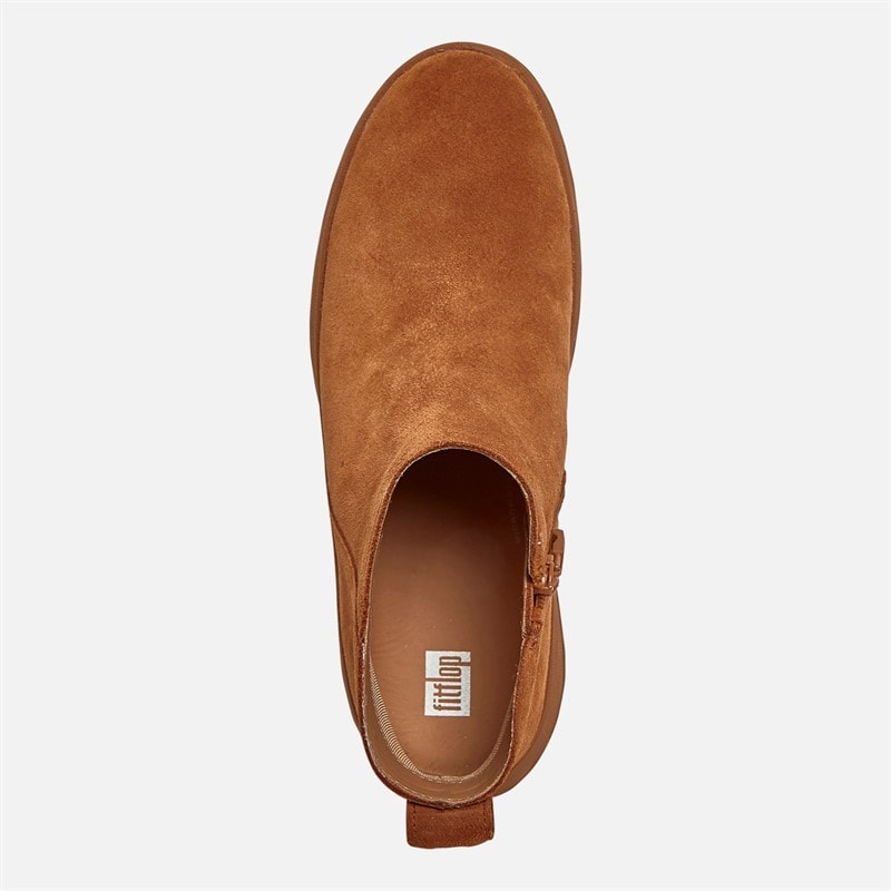 FitFlop Womens F-Mode Suede Flatform Zip Ankle Boots Light Tan - Image 4