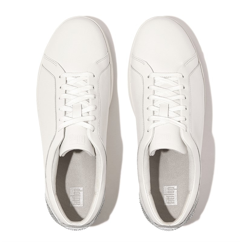 FitFlop Womens Rally Crystal Back Tab Trainers Urban White/Silver - Image 3