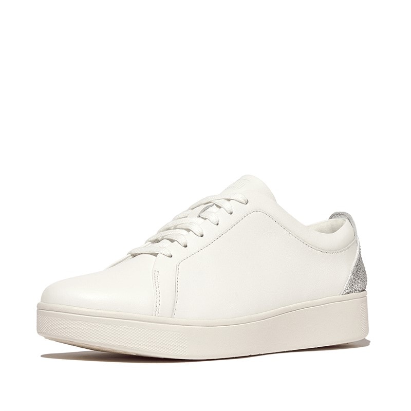 FitFlop Womens Rally Crystal Back Tab Trainers Urban White/Silver - Image 5