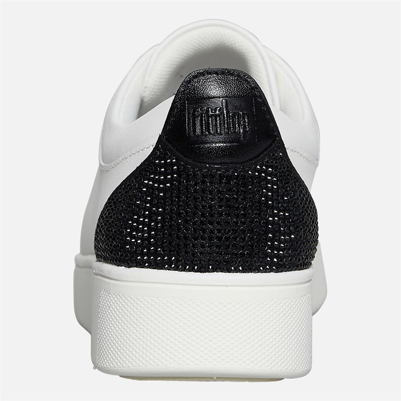 FitFlop Womens Rally Crystal Back Tab Trainers Urban White/Black - Image 3