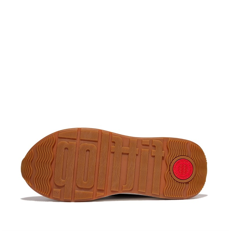 FitFlop Womens F-Mode Leather/Suede Flatform Trainers Black - Image 4