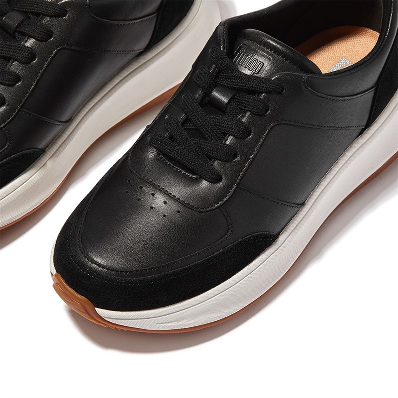 FitFlop Womens F-Mode Leather/Suede Flatform Trainers Black - Image 5