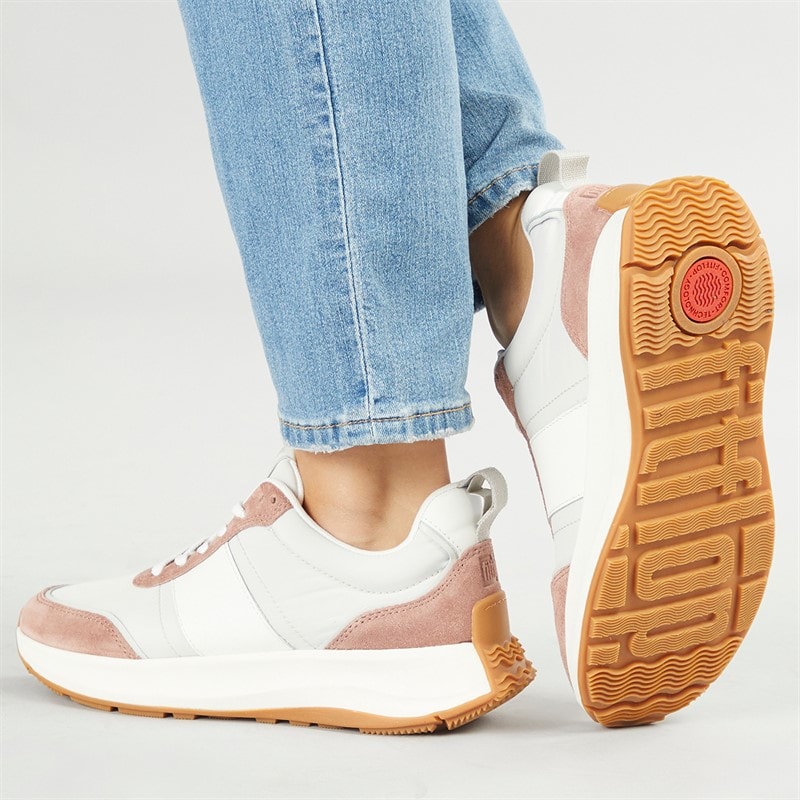 FitFlop Womens F-Mode Flow Fabric/Suede/Leather Flatform Trainers Dusky Pink Mix - Image 5