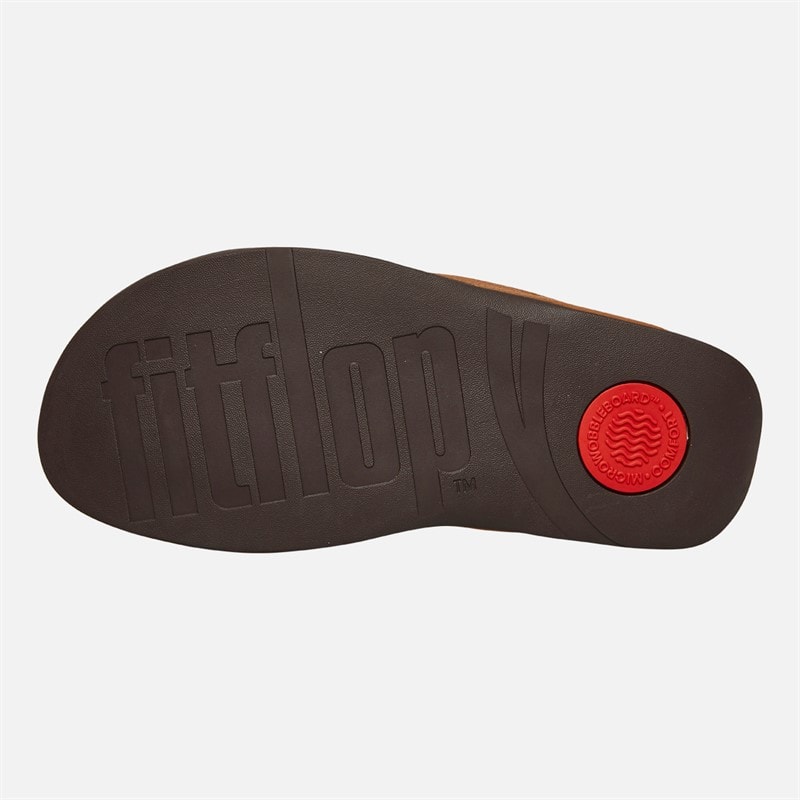 FitFlop Mens Surfer Mens Tumbled-Leather Cross Strap Sliders Light Tan - Image 2