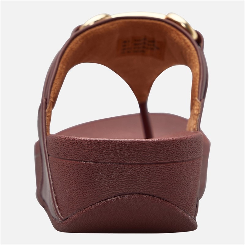 FitFlop Womens Lulu Chunky Snaffle Leather Toe Post Sandals Deep Maroon - Image 3