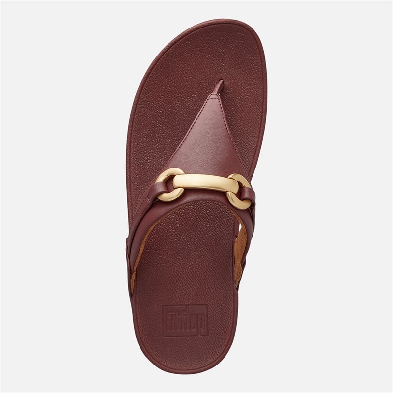 FitFlop Womens Lulu Chunky Snaffle Leather Toe Post Sandals Deep Maroon - Image 4