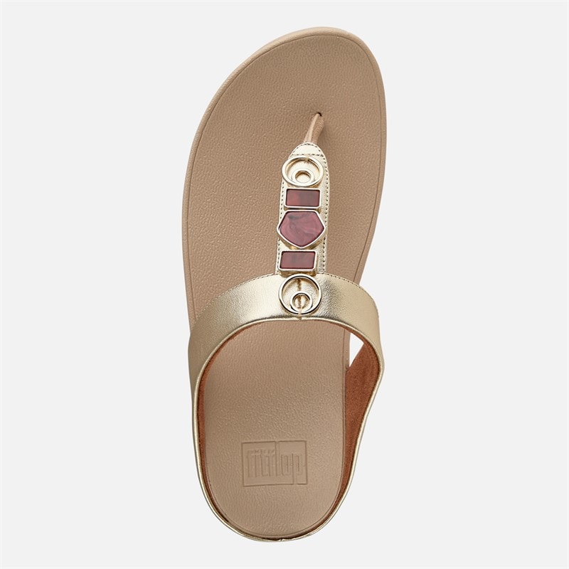 FitFlop Womens Fino Stone Trim Toe Post Sandals Platino - Image 4