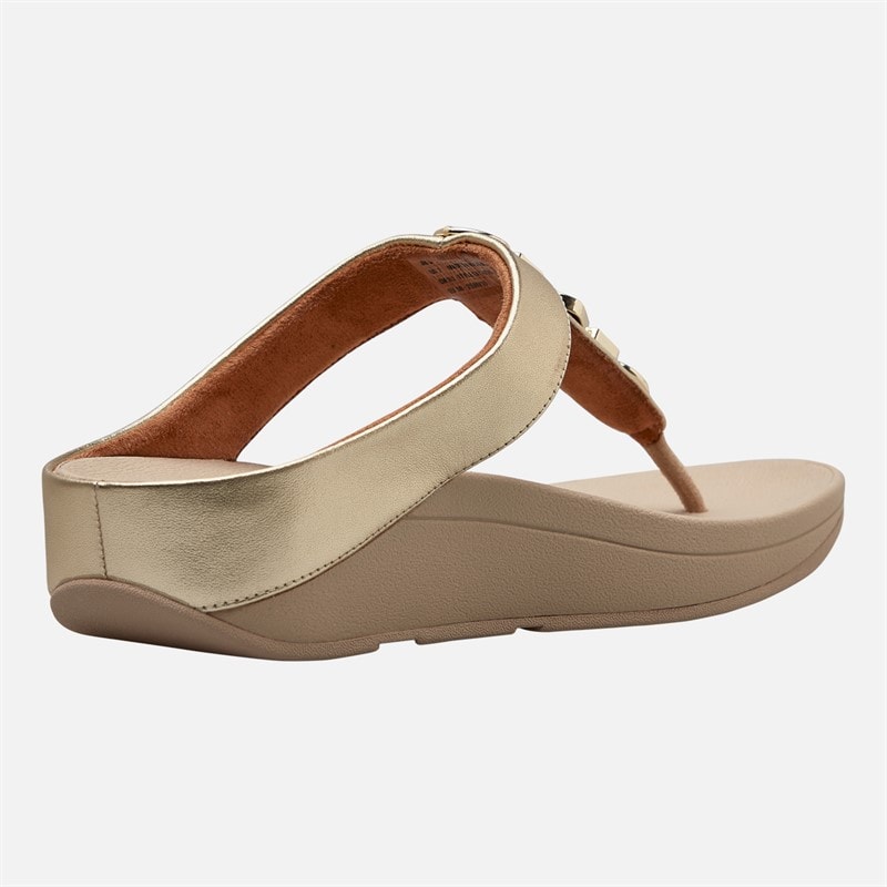 FitFlop Womens Fino Stone Trim Toe Post Sandals Platino - Image 5