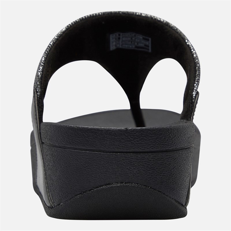 FitFlop Womens Lulu Glitz Toe Post Sandals All Black - Image 3