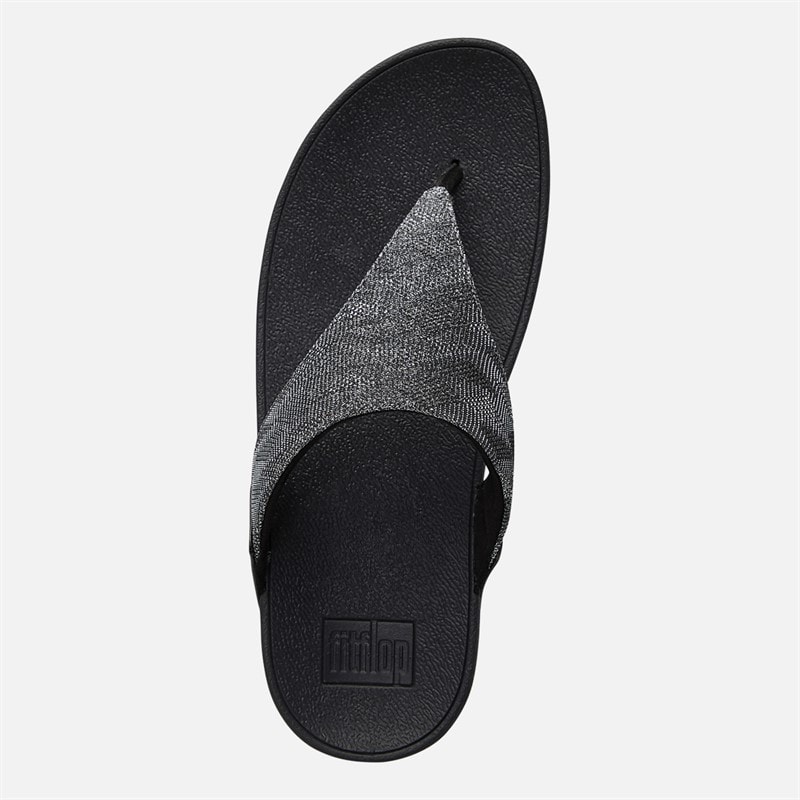 FitFlop Womens Lulu Glitz Toe Post Sandals All Black - Image 4
