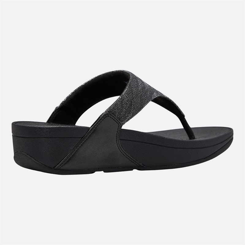 FitFlop Womens Lulu Glitz Toe Post Sandals All Black - Image 5