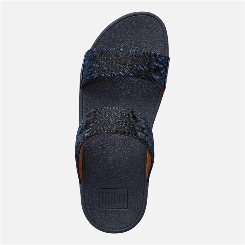 FitFlop Womens Lulu Glitz Sliders Midnight Navy - Image 4