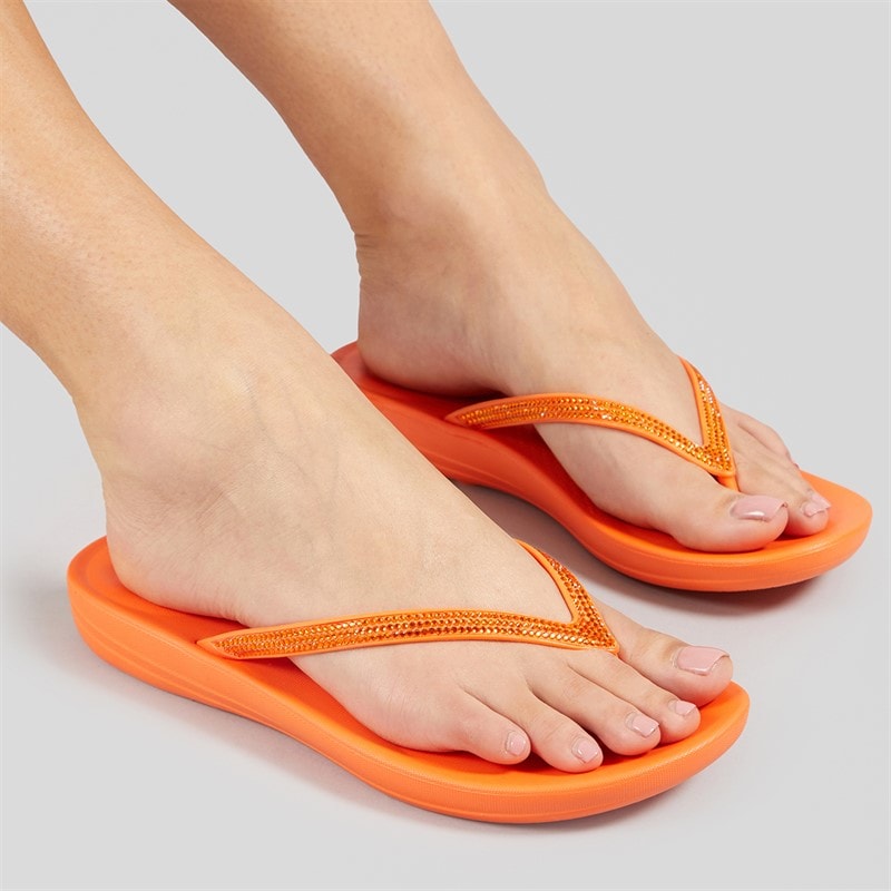FitFlop Womens Sparkle Classic Iqushion Flip Flops Orange Tiger - Image 1