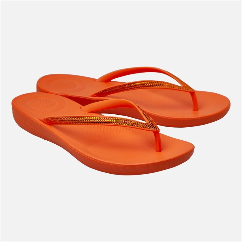 FitFlop Womens Sparkle Classic Iqushion Flip Flops Orange Tiger - Image 4