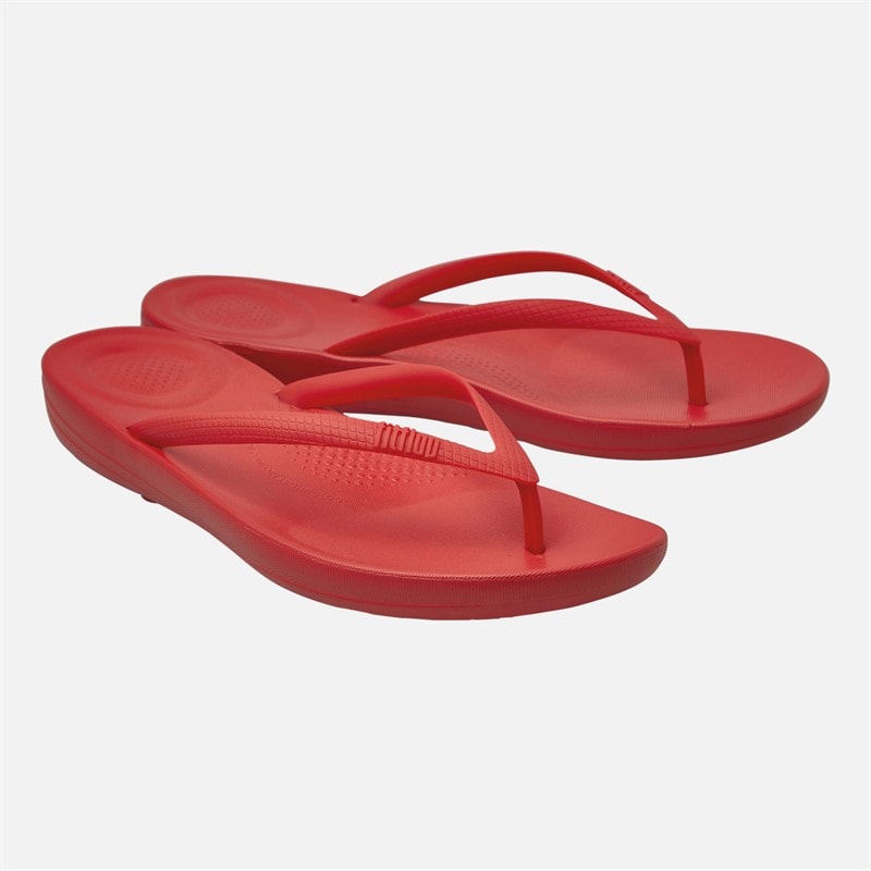 FitFlop Womens Iqushion Flip Flops High Risk Red - Image 4
