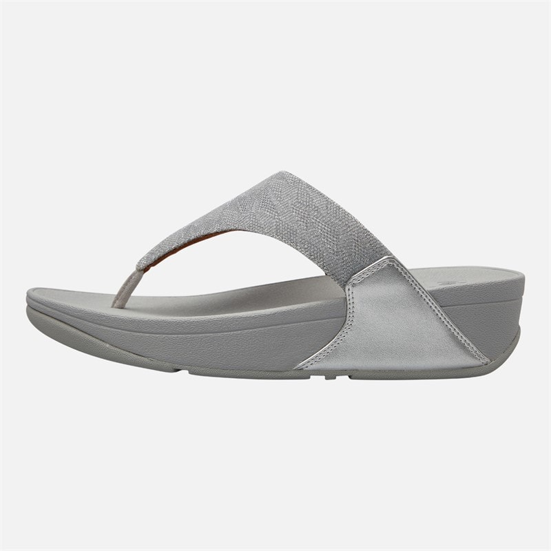 FitFlop Womens Lulu Glitz Toe Post Sandals Silver