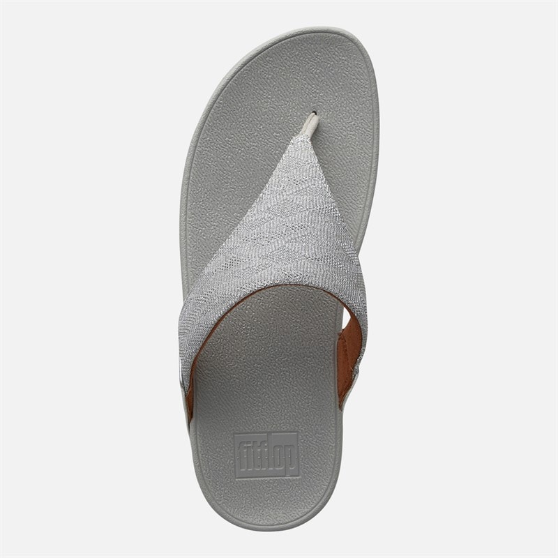 FitFlop Womens Lulu Glitz Toe Post Sandals Silver - Image 4