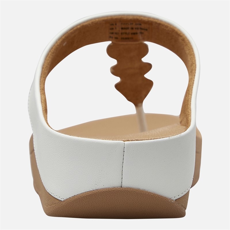FitFlop Womens Fino Mirror Dome Leather Toe Post Sandals Urban White - Image 3