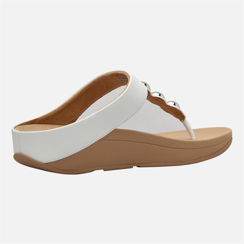 FitFlop Womens Fino Mirror Dome Leather Toe Post Sandals Urban White - Image 5