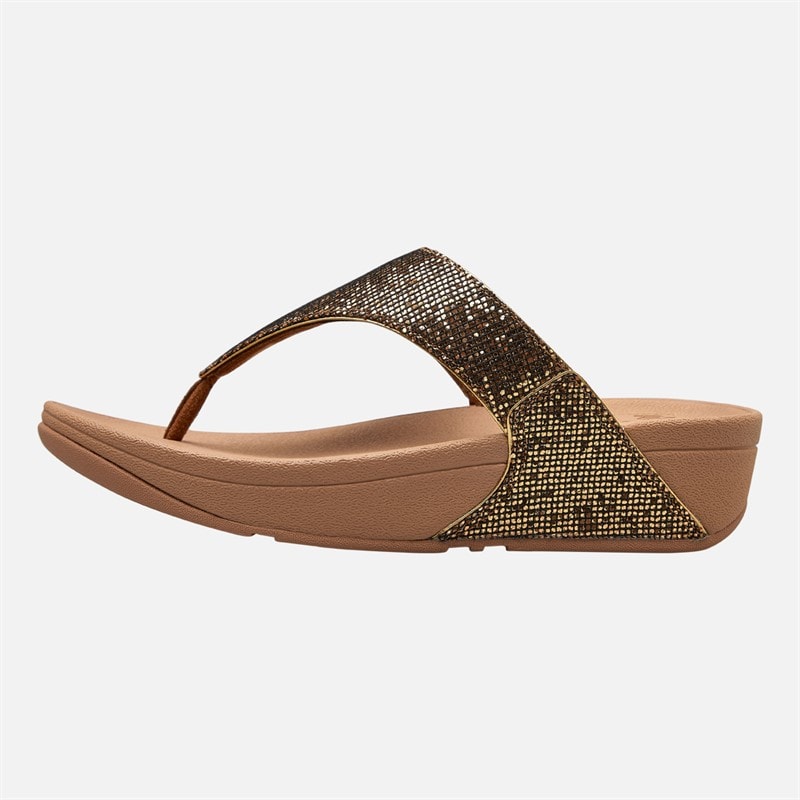 FitFlop Womens Lulu Glitterball Toe Post Sandals Old Gold - Image 1