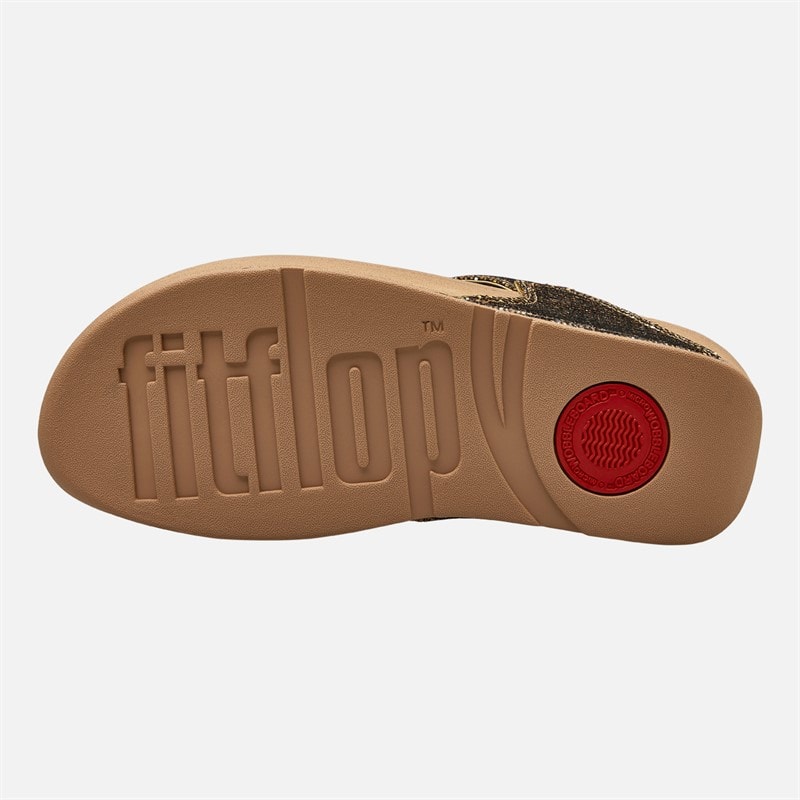FitFlop Womens Lulu Glitterball Toe Post Sandals Old Gold - Image 2
