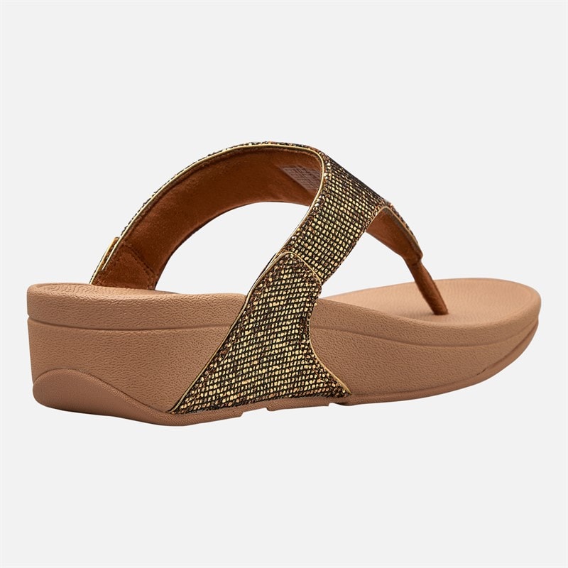 FitFlop Womens Lulu Glitterball Toe Post Sandals Old Gold - Image 5
