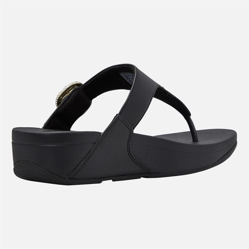 FitFlop Womens Lulu Crystal Buckle Leather Toe Post Sandals Black - Image 5