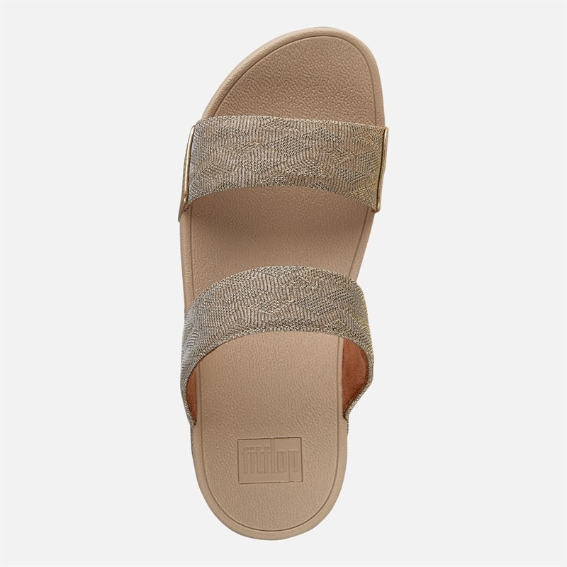 FitFlop Womens Lulu Glitz Sliders Platino - Image 4