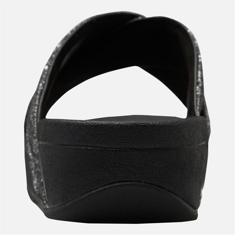 FitFlop Womens Lulu Glitterball Cross Strap Sliders Silver - Image 3