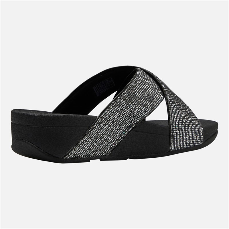 FitFlop Womens Lulu Glitterball Cross Strap Sliders Silver - Image 5