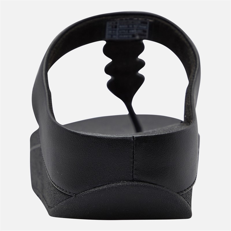 FitFlop Womens Fino Mirror Dome Leather Toe Post Sandals Black - Image 3
