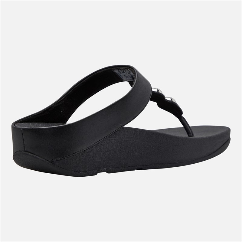 FitFlop Womens Fino Mirror Dome Leather Toe Post Sandals Black - Image 5