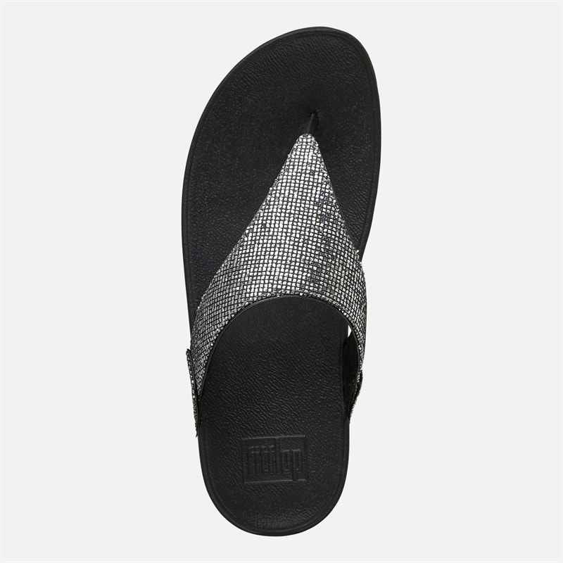 FitFlop Womens Lulu Glitterball Toe Post Sandals Silver - Image 4