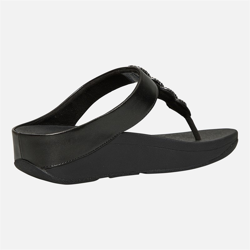 FitFlop Womens Fino Sparkle Toe Post Sandals All Black - Image 5