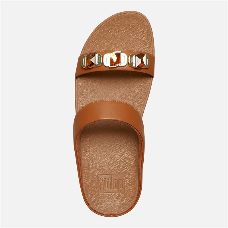 FitFlop Womens Fino Crystal Sliders Light Tan - Image 4